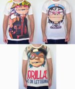 Pack tshirts Gorillaz 2D, Noodle and Letterman